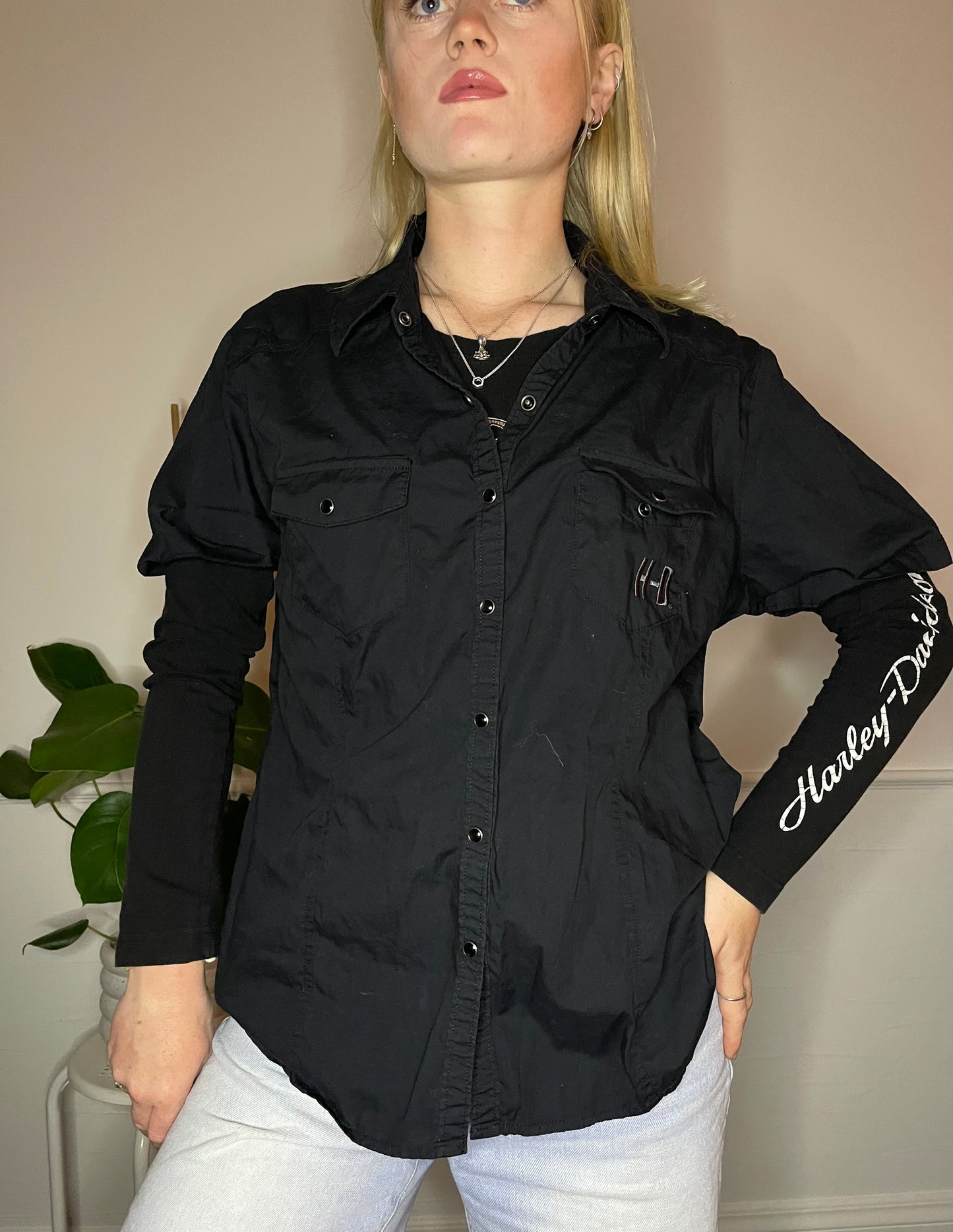 Harley Davidson Button Up Top