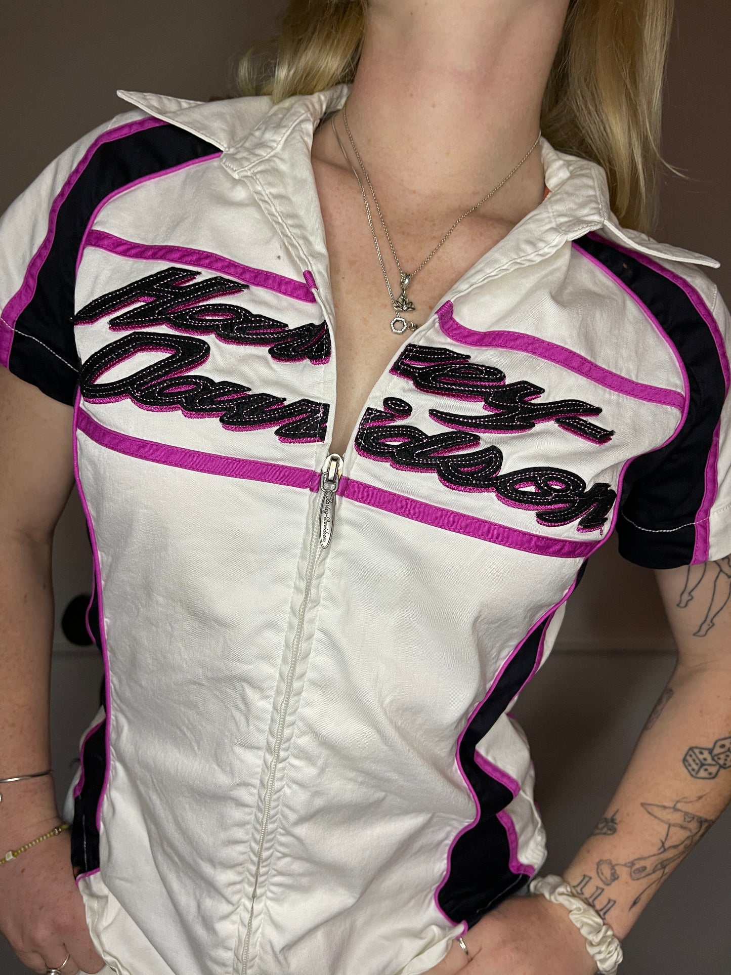 Harley Davidson Vintage Mechanic Zip Up Women’s Top