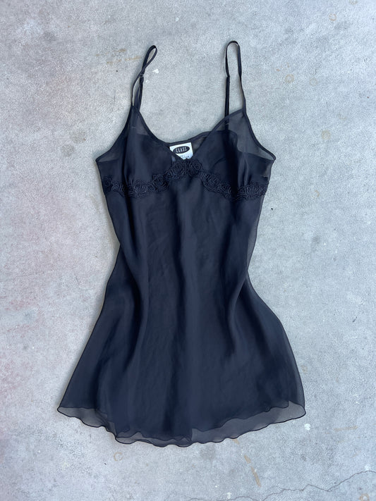 Classy Balck Mesh Slip Dress