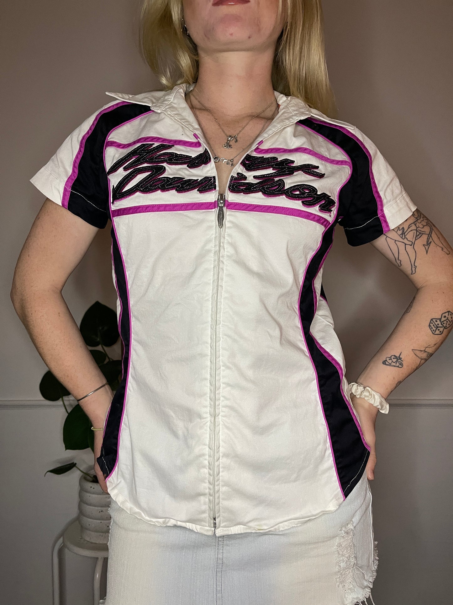 Harley Davidson Vintage Mechanic Zip Up Women’s Top