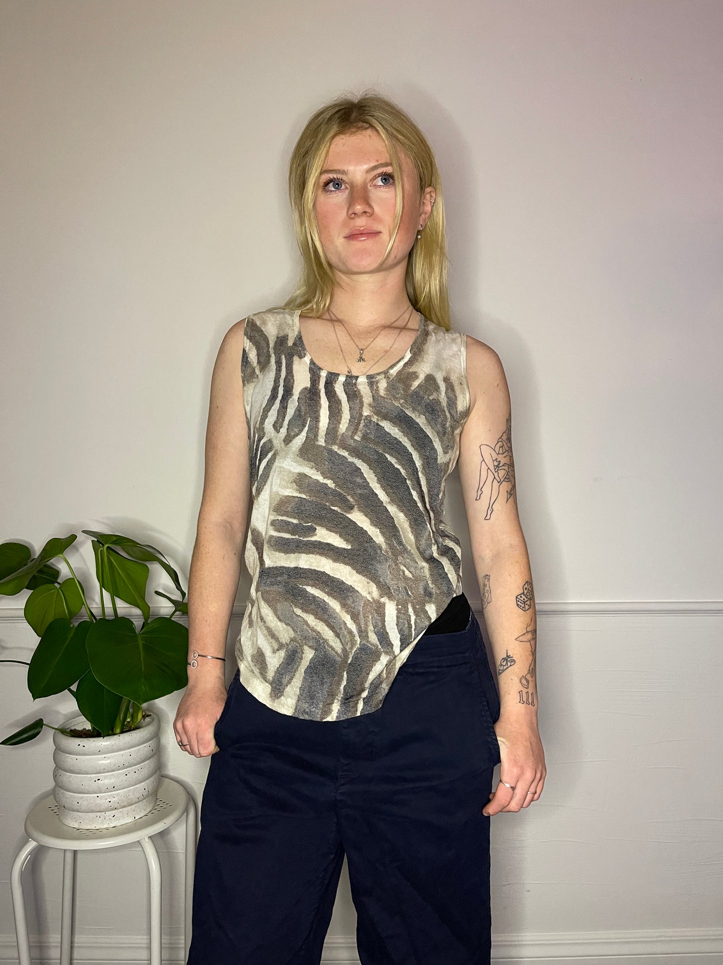 Meredith Neutral Zebra Print Tank Top