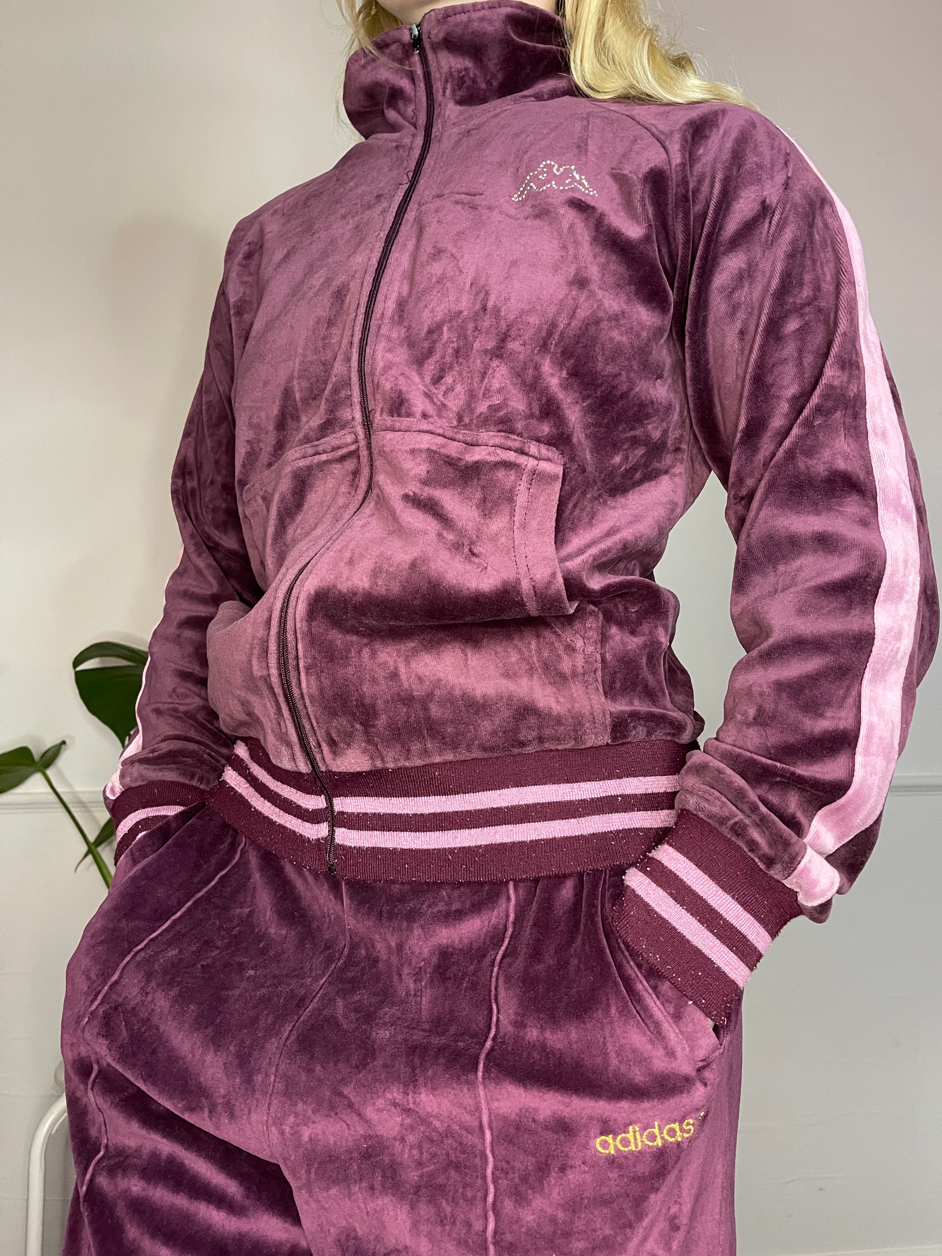 Adidas velour traditional tracksuit best sale