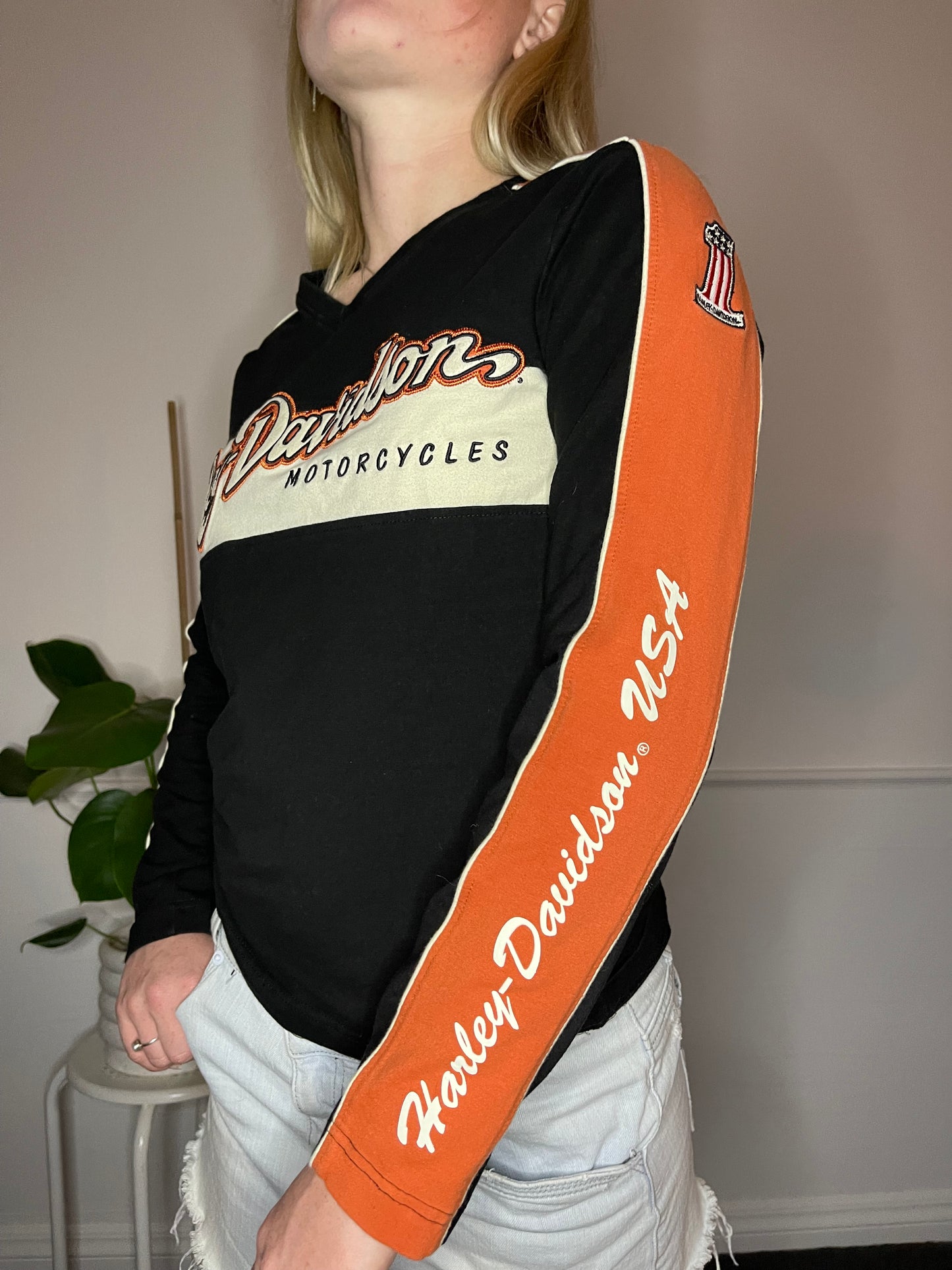 Harley Davidson Embroidered Long Sleeve Top