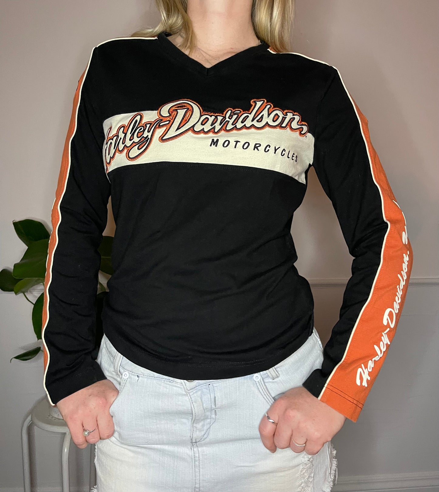 Harley Davidson Embroidered Long Sleeve Top